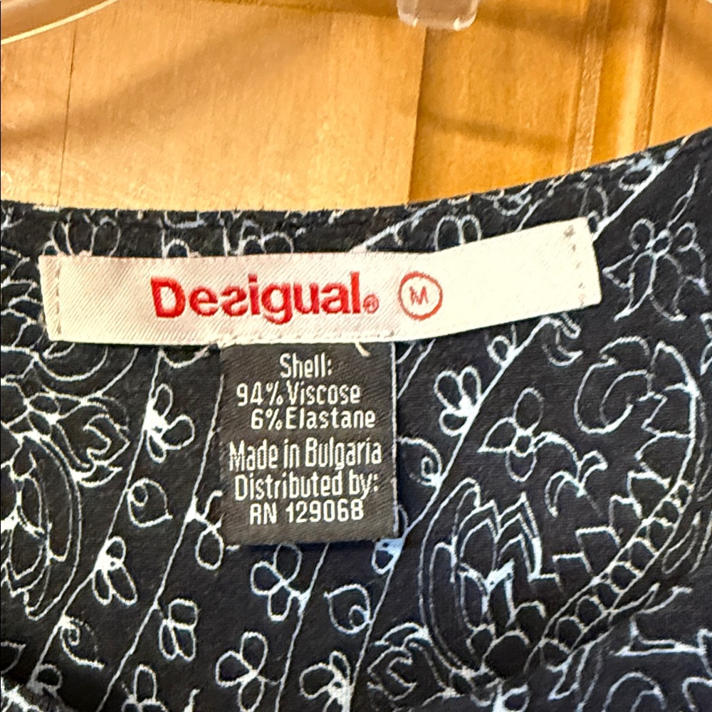 Desigual Blue Green Graphic Short Sleeve Blouse - Picture 3 of 3